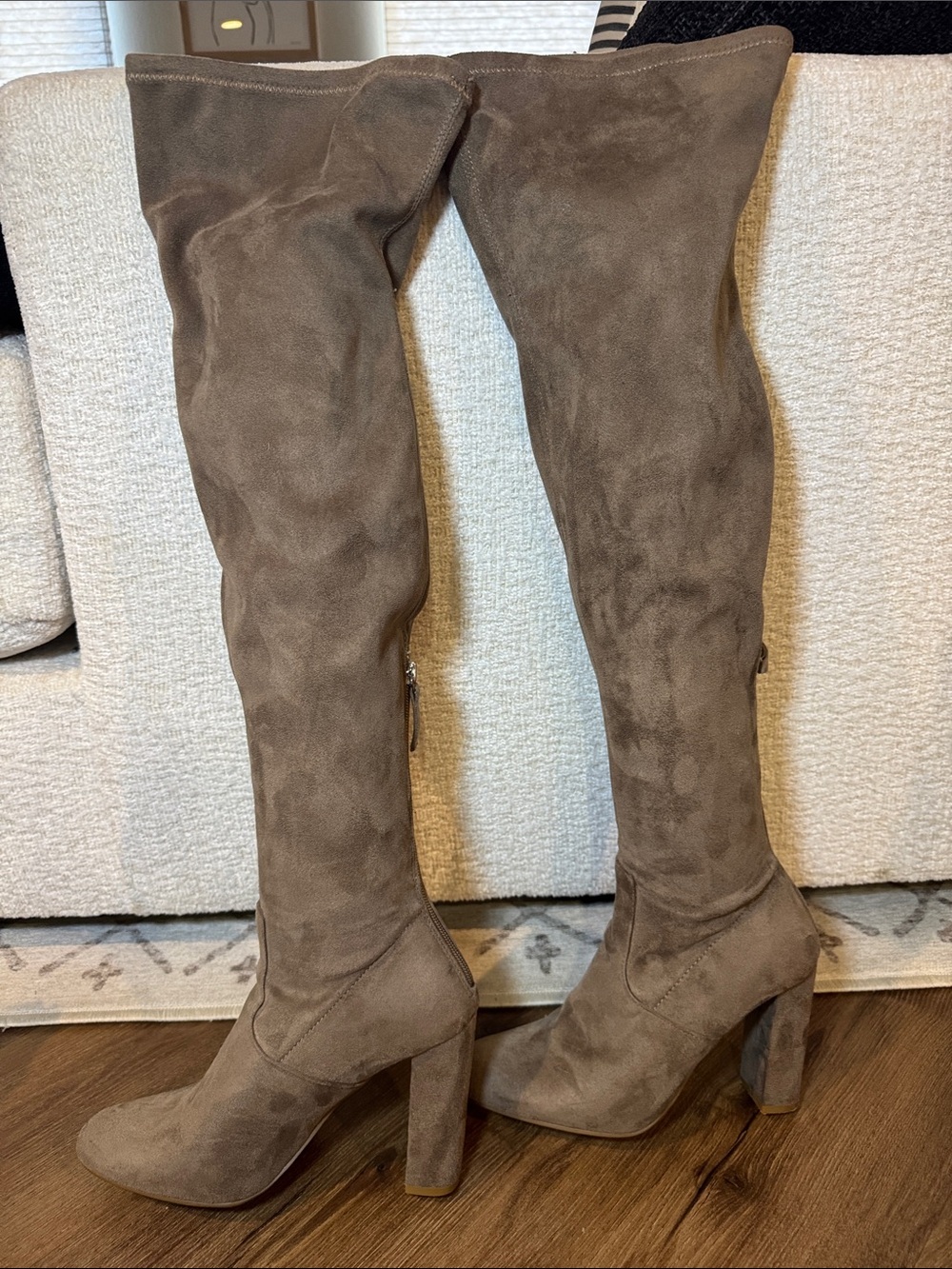 Steve Madden Emotions Taupe Suede Over-the-Knee Block Heel Boots. Size 8 - Picture 3 of 8